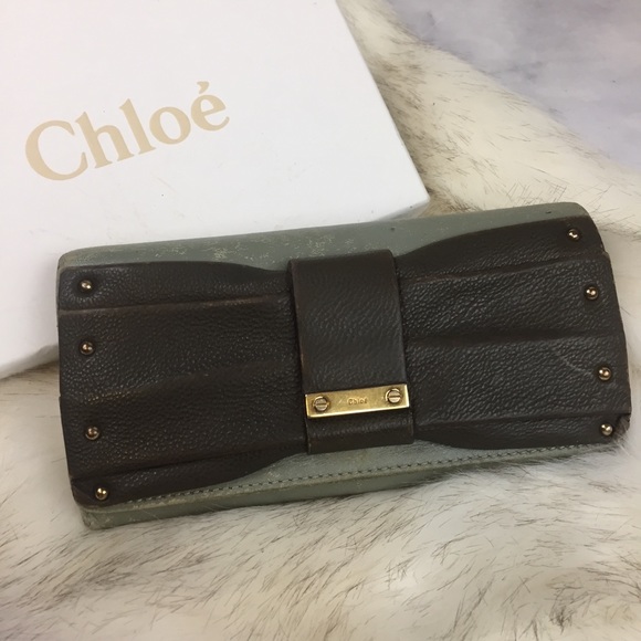 Chloe Handbags - Chloé trifold long big bow wallet green